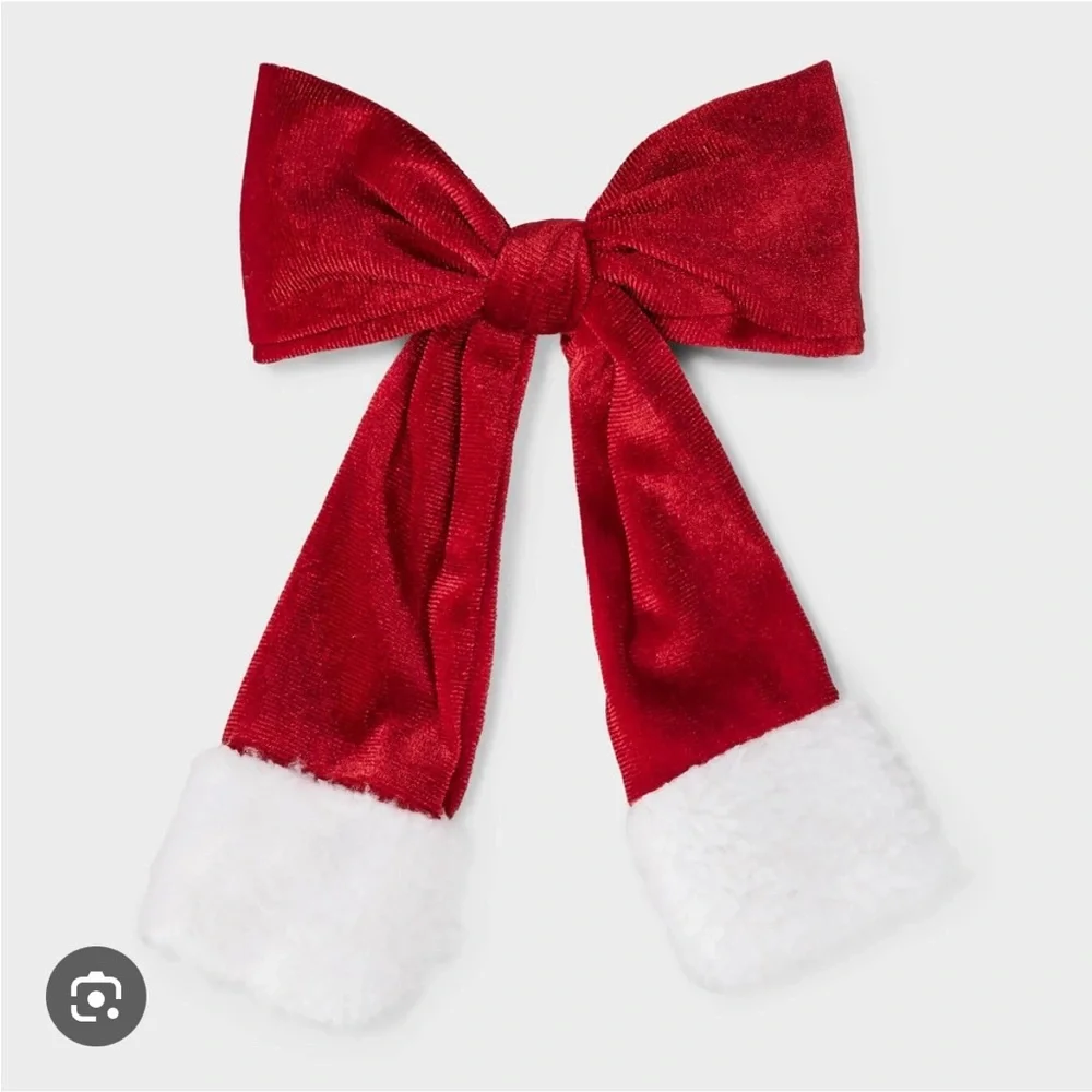 Santa Bow barrette (NEW) & Christmas Ribbon Hair Tie Hair Girls Accessory Set